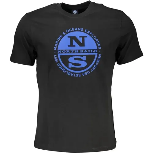 Schwarzes Print-Logo-T-Shirt , Herren, Größe: L - North Sails - Modalova