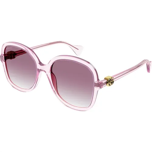 Transparente Rosa/Violett Getönte Sonnenbrille , Damen, Größe: 56 MM - Gucci - Modalova