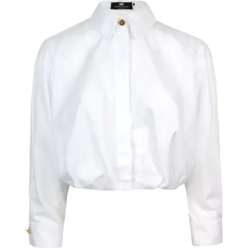 Weiße Baumwoll-Popeline-Bluse , Damen, Größe: S - Elisabetta Franchi - Modalova