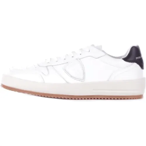 Weiße Leder Logo Sneakers , Damen, Größe: 39 EU - Philippe Model - Modalova