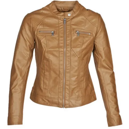 Braune Lederjacke Damen Bandit , Damen, Größe: XS - Only - Modalova