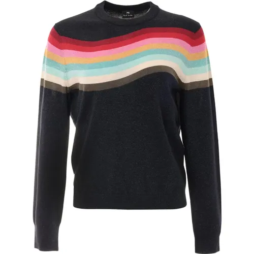 Striped Wool-Blend Jumper Navy Blue , female, Sizes: XS, M - Paul Smith - Modalova