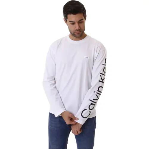 Langarm T-Shirt mit bequemer Passform und Logo , Herren, Größe: XL - Calvin Klein - Modalova