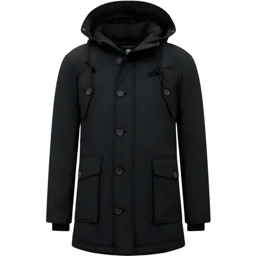 Long Winter Jacket for Men with Hood , male, Sizes: XL, 3XL, L, S, M, 2XL - Enos - Modalova