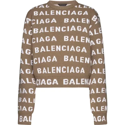 Stylish Sweaters in White/Blue , female, Sizes: L, S, M - Balenciaga - Modalova