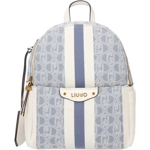 Denim Jacquard Light Blue Backpack , female, Sizes: ONE SIZE - Liu Jo - Modalova