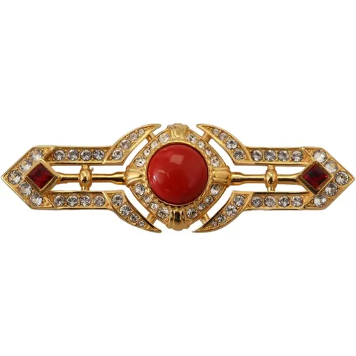 Gold Tone Crystal Embellished Pin Brooch , female, Sizes: ONE SIZE - Dolce & Gabbana - Modalova