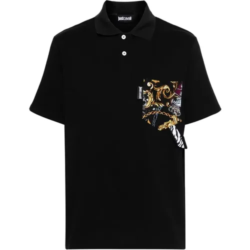 Schwarzes Poloshirt mit kurzen Ärmeln - Just Cavalli - Modalova