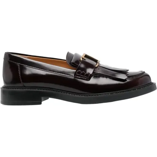 Bordeaux Tassel Moc Calf Band Loafers , female, Sizes: 6 UK - TOD'S - Modalova