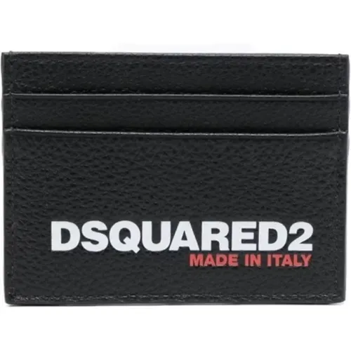 Logo-Print Leather Cardholder , male, Sizes: ONE SIZE - Dsquared2 - Modalova