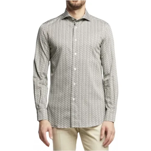 Regular FIT Shirt with All Over Lettering Print for Men , male, Sizes: L - Emporio Armani - Modalova