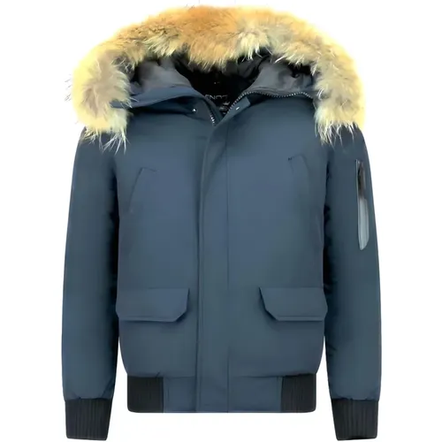 Winterjacke Online - Winterjacken mit Echtem Pelzkragen - Pi-7005B , Herren, Größe: S - Enos - Modalova