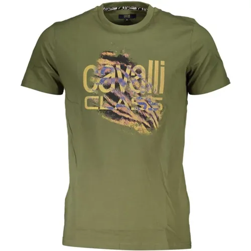 Bedrucktes Logo T-Shirt Kurzarm , Herren, Größe: L - Cavalli Class - Modalova