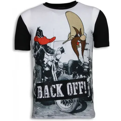 Back Off - Digital Rhinestone T-shirt , male, Sizes: M, XL, L - Local Fanatic - Modalova