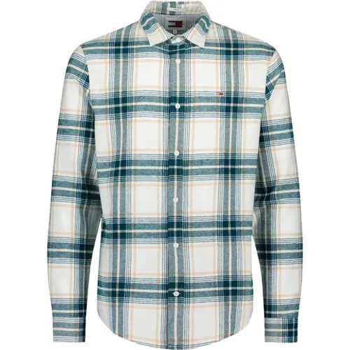 White Flannel Shirt Paintings Structure , male, Sizes: M - Tommy Hilfiger - Modalova