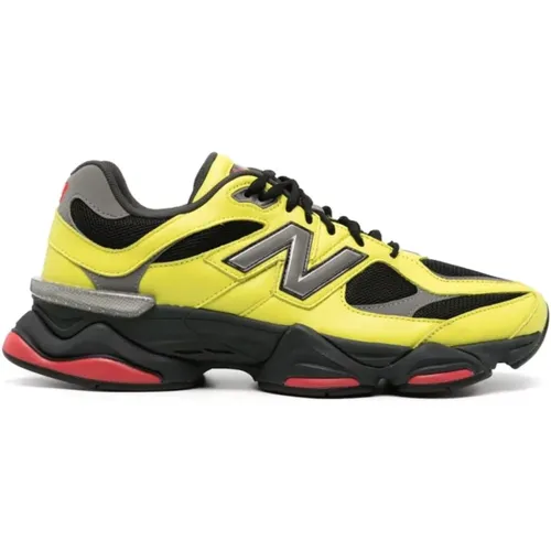 Yellow Leather Mesh Sneakers Round Toe , male, Sizes: 9 UK, 8 1/2 UK, 9 1/2 UK - New Balance - Modalova