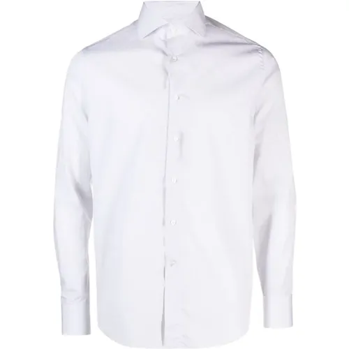 Italian Micro-Pattern Cotton Shirt , male, Sizes: 2XL - Canali - Modalova