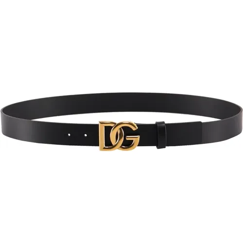 Sleek Leather Logoed Belt , male, Sizes: 100 CM - Dolce & Gabbana - Modalova