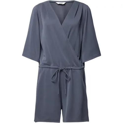 Blauer Kurzer Playsuit mit V-Ausschnitt - MbyM - Modalova