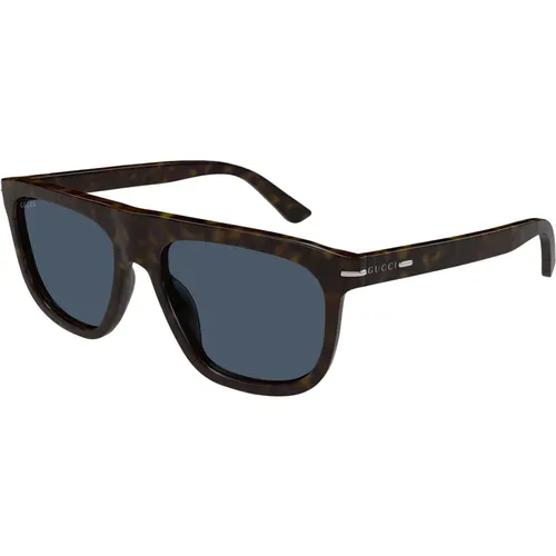 Stylish Sunglasses in Havana/Blue , male, Sizes: 56 MM - Gucci - Modalova