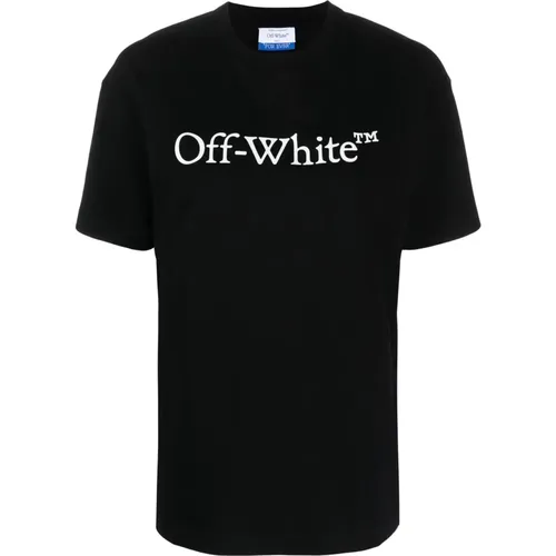 Großes Logo Buchartig Schwarz Weiß , Damen, Größe: L - Off White - Modalova