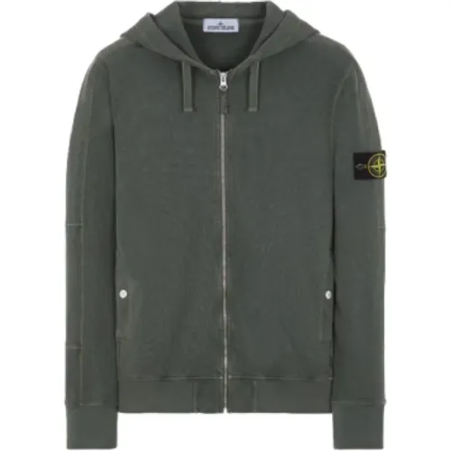 Kapuzen-Sweatshirt mit Reißverschluss - Dunkelgrau , Herren, Größe: XL - Stone Island - Modalova