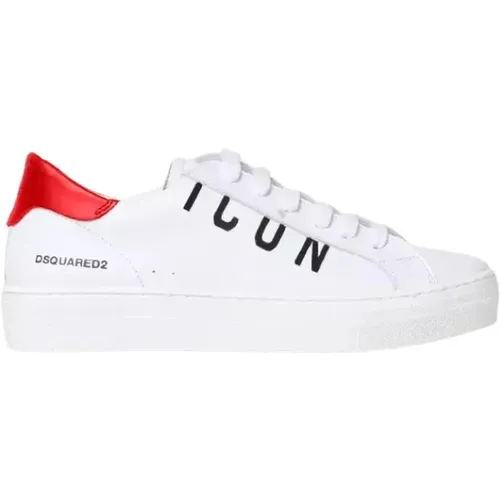 Weiße Ledersneaker für Kinder mit Logo - Dsquared2 - Modalova