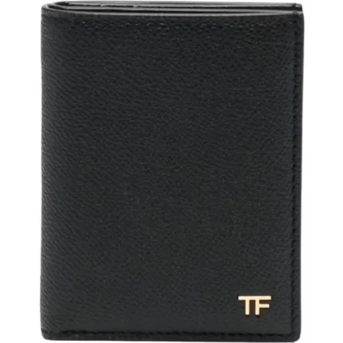 Schwarze Kreditkartenbrieftasche aus strukturiertem Leder , Herren, Größe: ONE Size - Tom Ford - Modalova
