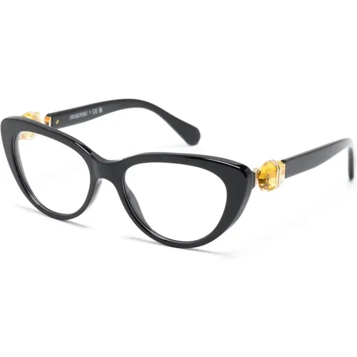 Klassische Schwarze Optische Brille , Damen, Größe: 53 MM - Swarovski - Modalova