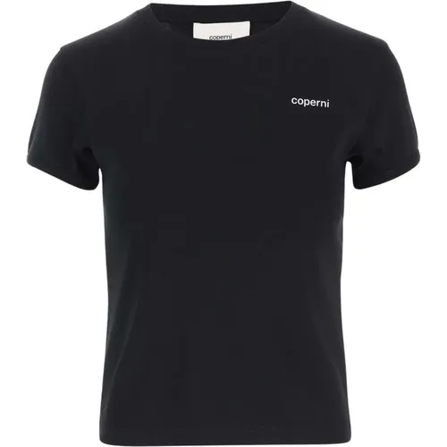 Cotton T-shirt Crew Neck Logo , female, Sizes: XL, L, M, XS, S - Coperni - Modalova