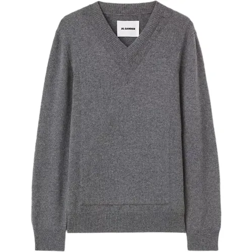 Grey Wool V-Neck Sweater , male, Sizes: M, S, L - Jil Sander - Modalova
