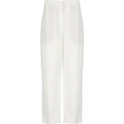 Linen Blend Trousers with Front Pleats , female, Sizes: S - BRUNELLO CUCINELLI - Modalova