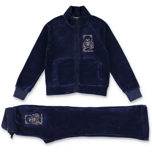 Navy Blaues Fleece Overall Set - Moschino - Modalova