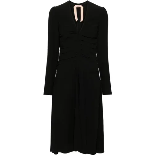 V-Neck Draped Dress , female, Sizes: 2XL, L - N21 - Modalova