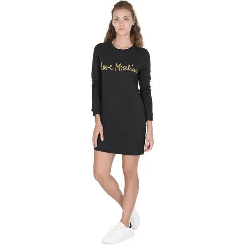 Schwarzes Baumwollkleid , Damen, Größe: S - Love Moschino - Modalova