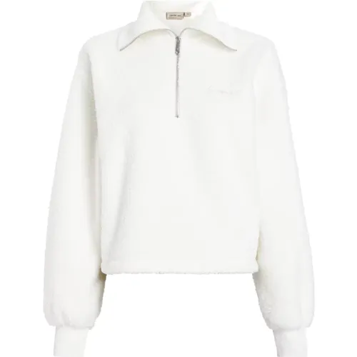 Sherpa Half-Zip-Sweatshirt in Weiß , Damen, Größe: M - Calvin Klein - Modalova