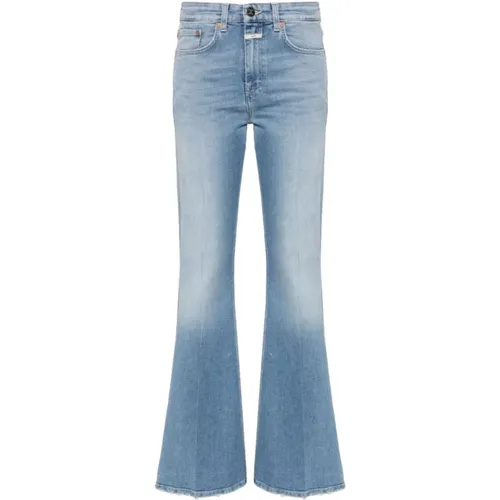 Hellblaue Distressed Bootcut Jeans , Damen, Größe: W25 - closed - Modalova