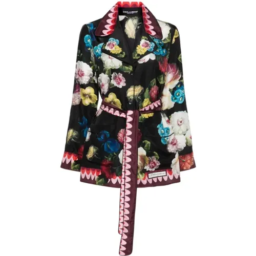 Seidenhemd mit Blumenmuster und Reverskragen - Dolce & Gabbana - Modalova