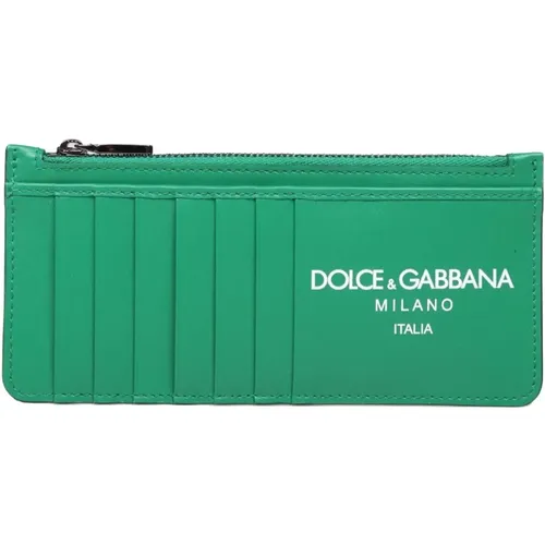 Calfskin card holder with logo , male, Sizes: ONE SIZE - Dolce & Gabbana - Modalova