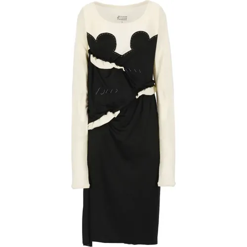 Schwarzes Kleid mit vier Stichen,Midi Dresses - Maison Margiela - Modalova