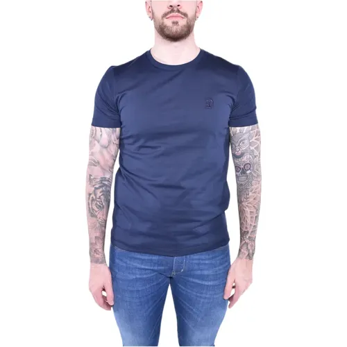 Marineblau Besticktes Logo T-Shirt , Herren, Größe: 2XL - Dondup - Modalova