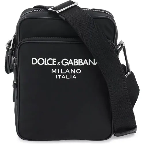 Rubberized Logo Nylon Crossbody Bag , male, Sizes: ONE SIZE - Dolce & Gabbana - Modalova