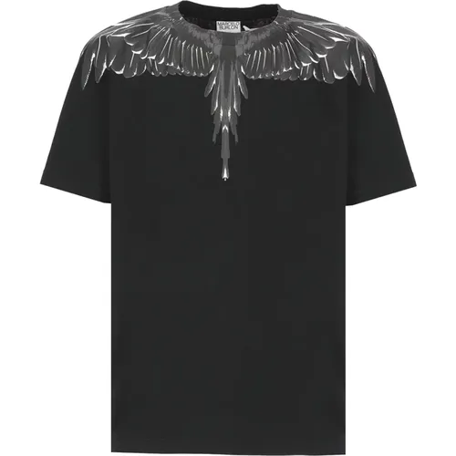 Schwarzes Icon Wings T-Shirt , Herren, Größe: 2XL - Marcelo Burlon - Modalova
