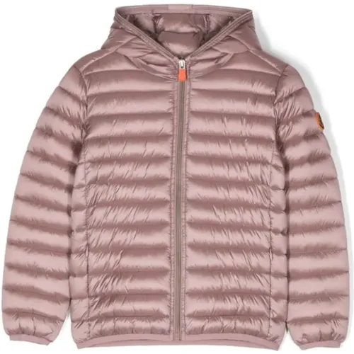 Gepolsterte rosa Kapuzenjacke,Gepolsterte Gold Puffer Jacke Kinder - Save The Duck - Modalova