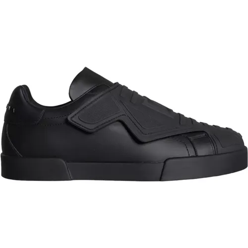 Schwarze Lace Up Wave Low Top Sneakers - Dolce & Gabbana - Modalova