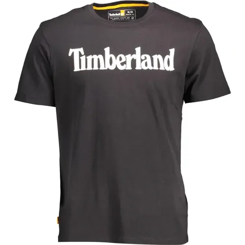 Schwarzes Baumwoll-Crew-Neck Tee Shirt , Herren, Größe: XL - Timberland - Modalova