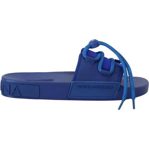 Blaue Stretch-Gummisandalen Slides , Damen, Größe: 40 EU - Dolce & Gabbana - Modalova
