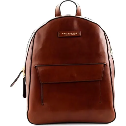 Leather Backpack with Zip Closure , female, Sizes: ONE SIZE - The Bridge - Modalova
