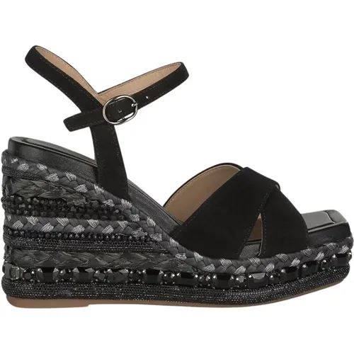 Rhinestone Wedge Sandal with Braided Detail , female, Sizes: 7 UK, 4 UK, 6 UK, 5 UK - Alma en Pena - Modalova