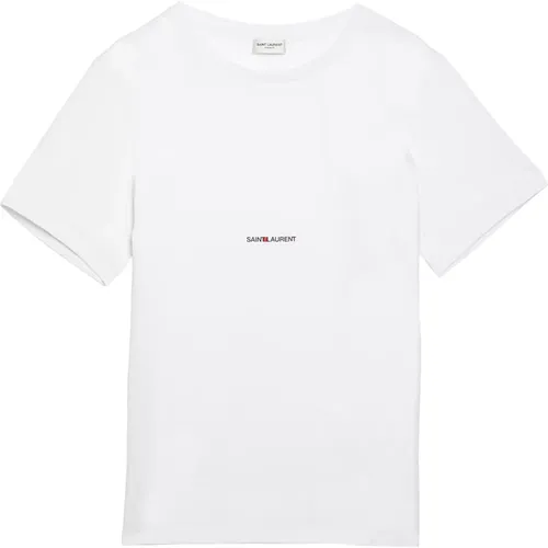 Kurzarm Rundhals T-Shirt , Herren, Größe: S - Saint Laurent - Modalova